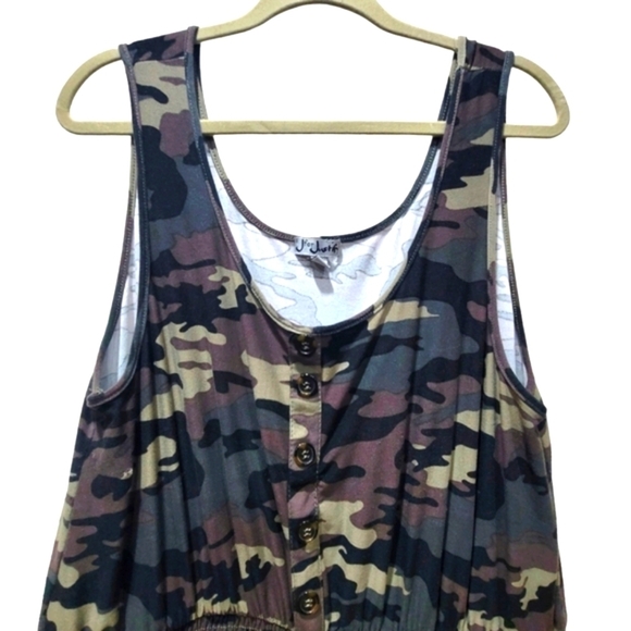 2X Camo Military Romper Side Pockets Elastic Cuff w/Black Tee - Picture 5 of 12